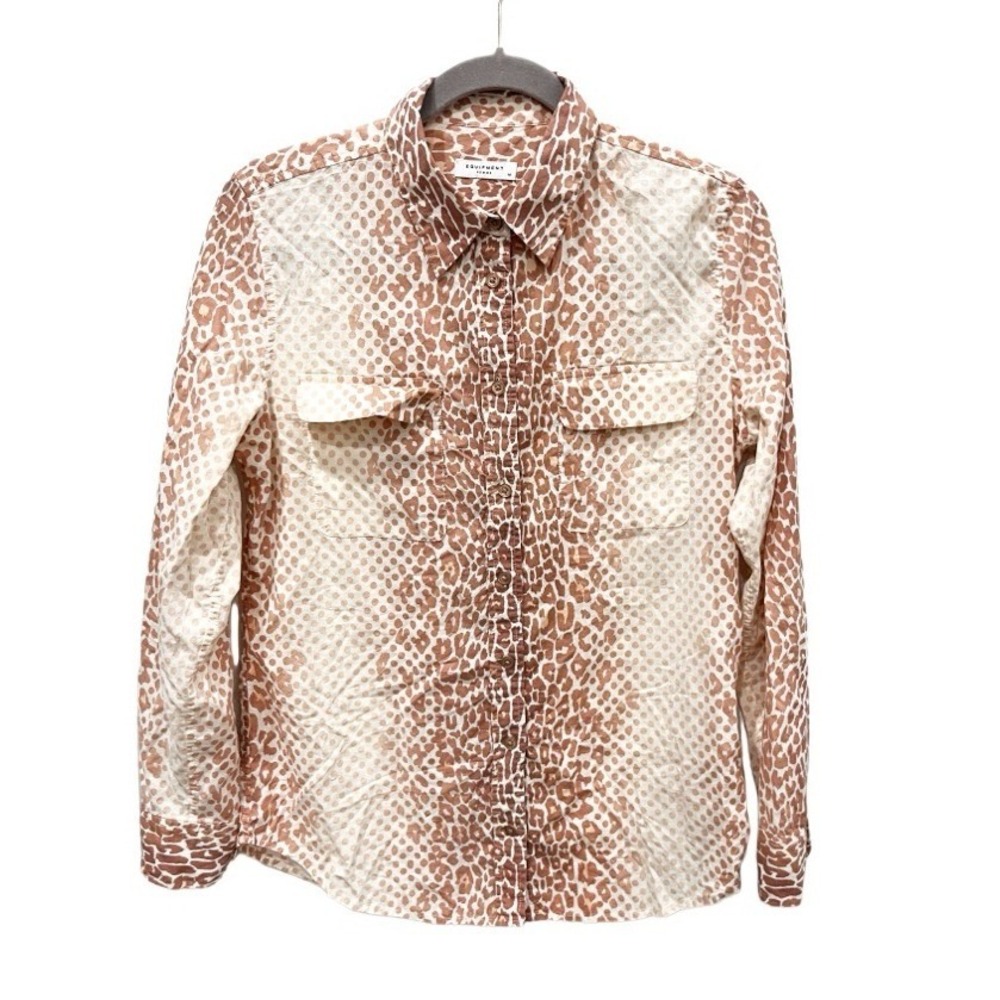 Equipment Femme Animal Print Button Down Shirt Size Medium 100% Cotton Office